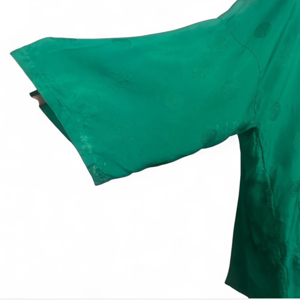 Golden Bee Green traditional vintage Chinese Kimono with Peacock Embroidery sz M - Picture 5 of 15